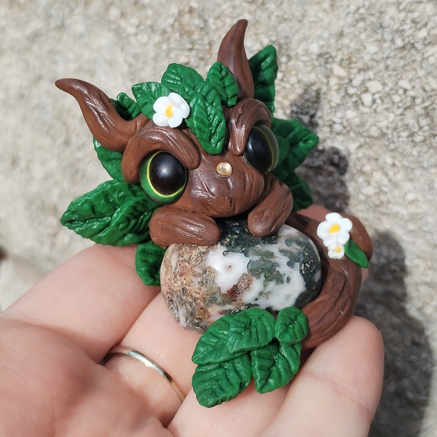 Moss Agate Crystal Dragon