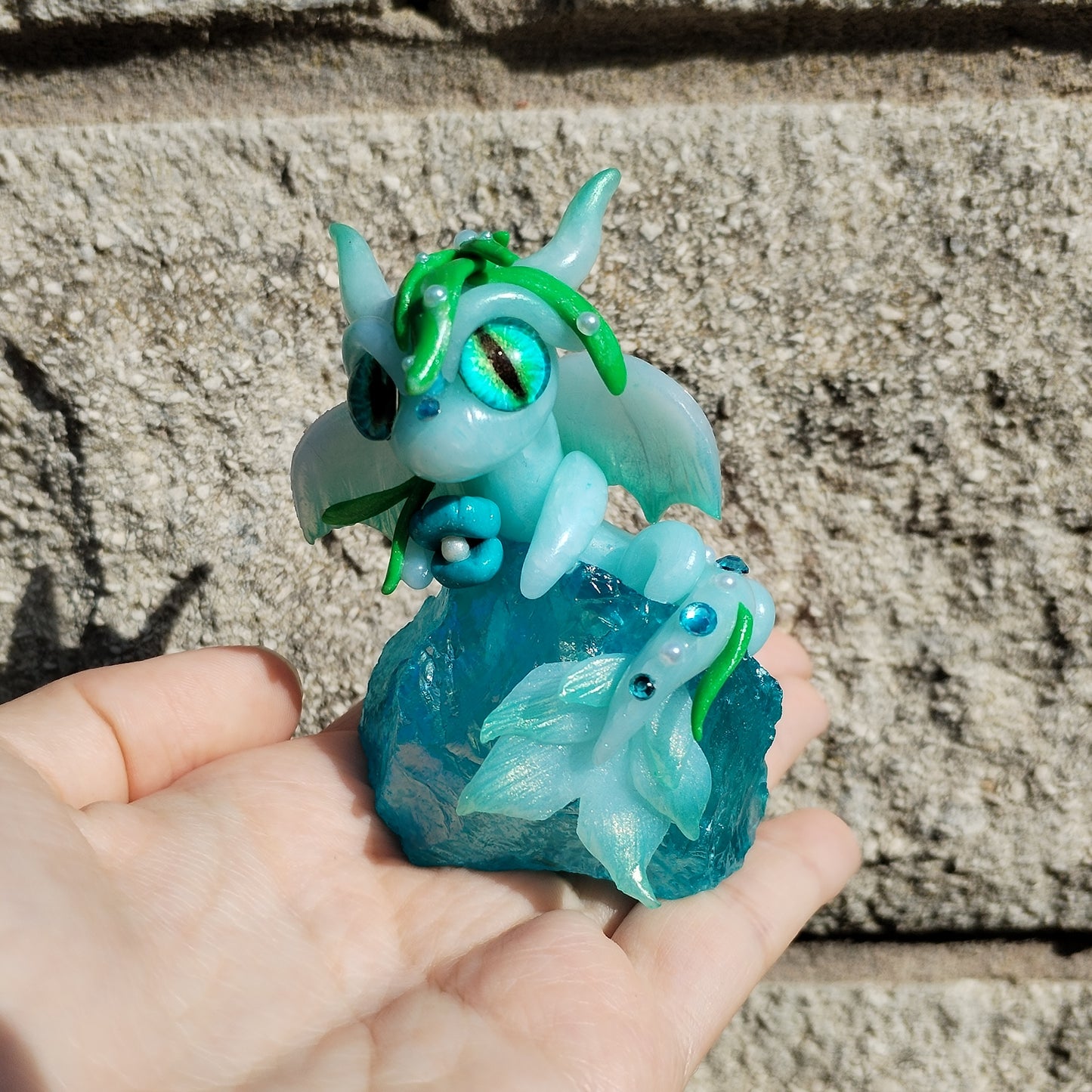 Blue Aura Quartz Water Crystal Dragon