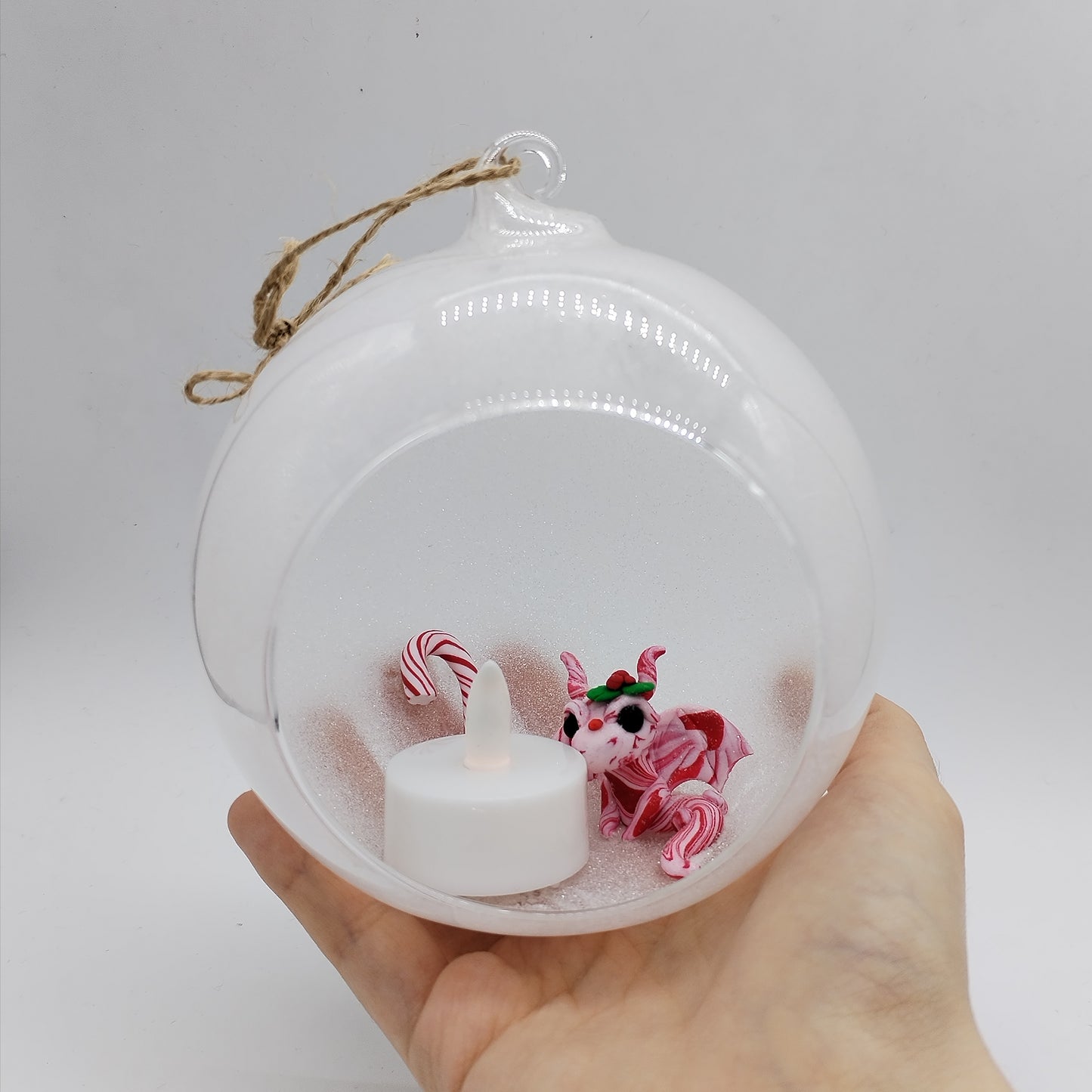 Peppermint Dragon Christmas Bauble Decoration With Tealight