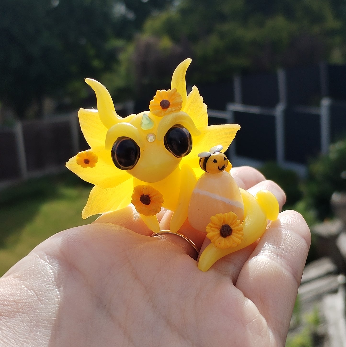 Sunflower Themed Crystal Dragon