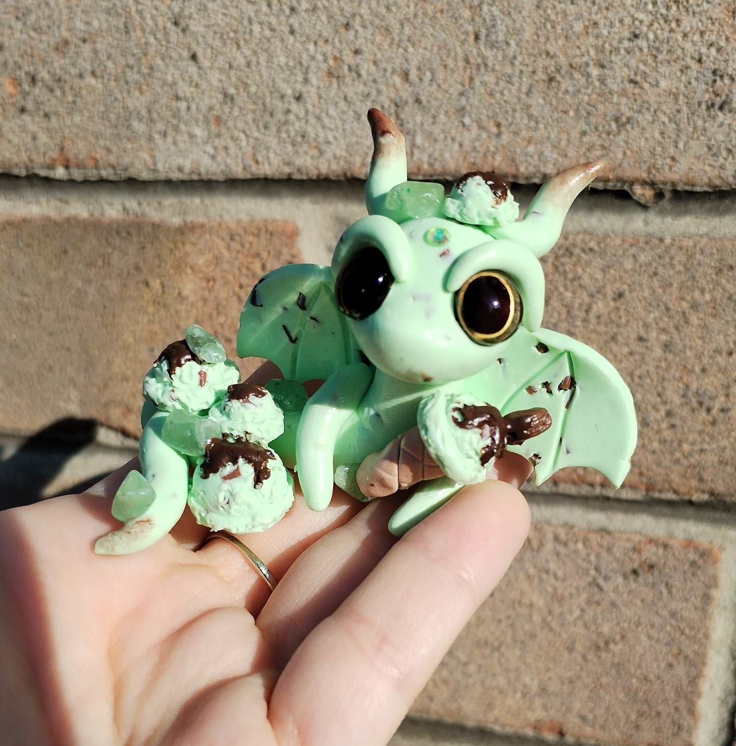 Mint Choc Ice Cream Themed Flourite Crystal Dragon