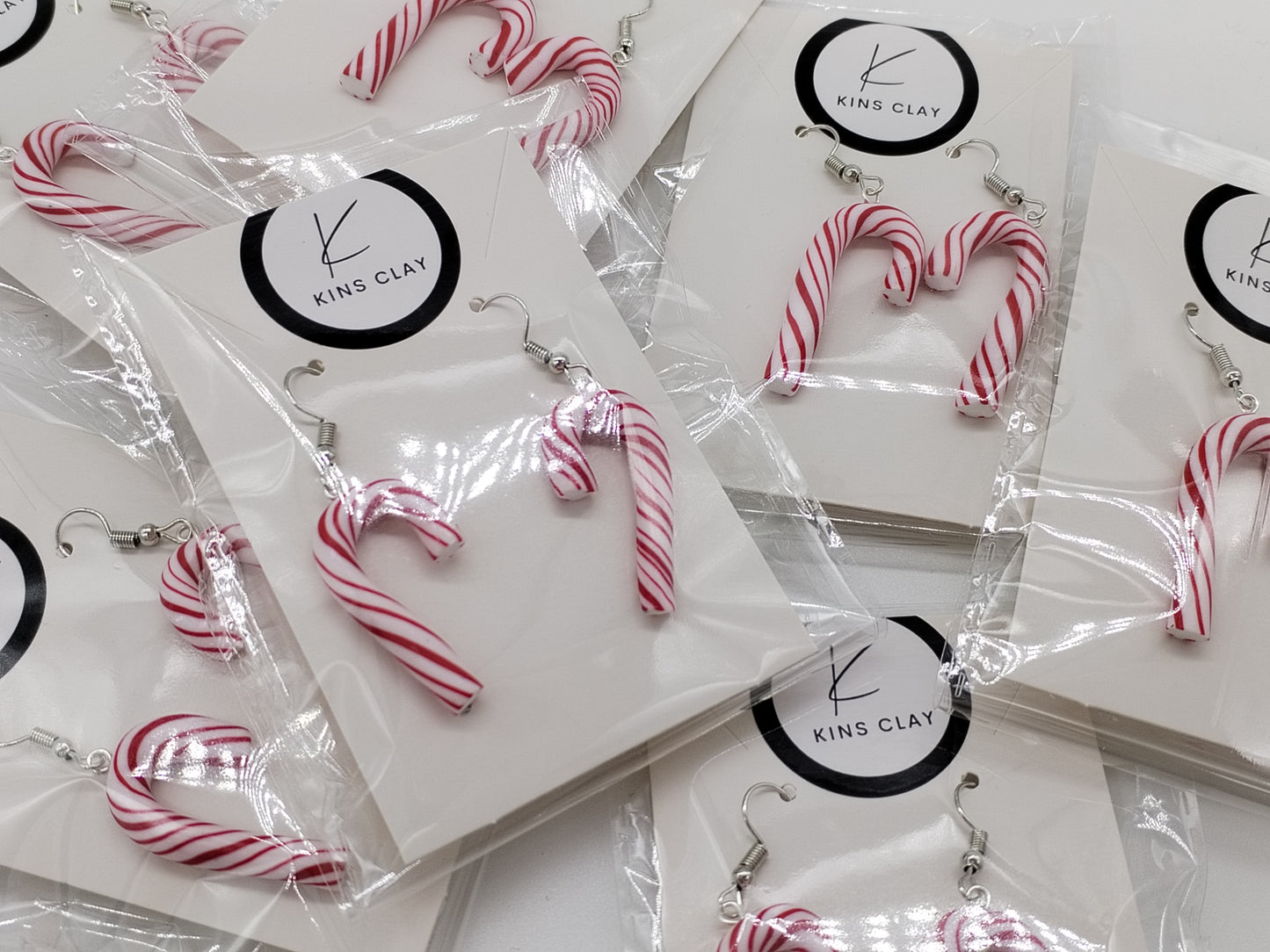 Handmade Clay Candy Cane Earrings | Hypoallergenic