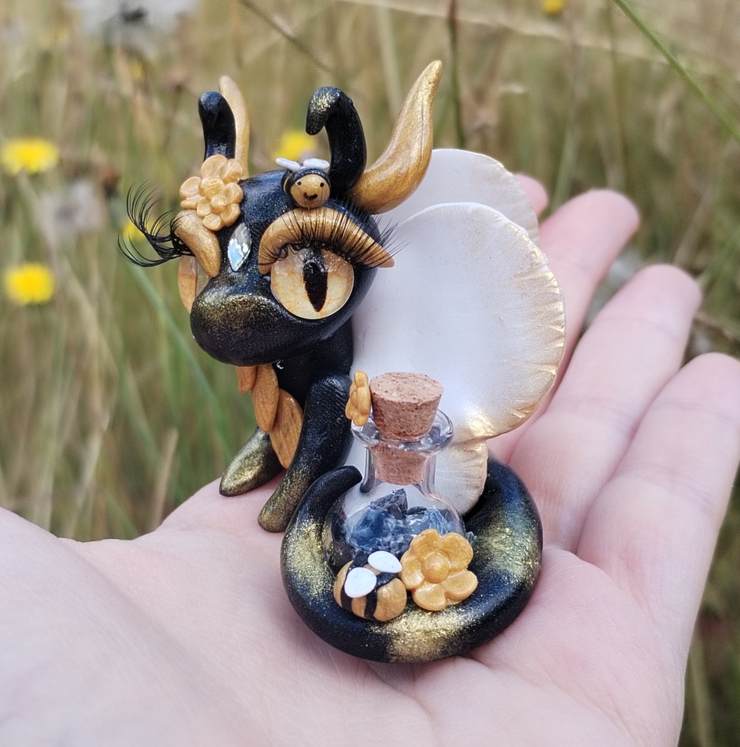 Bee Theme Tigers Eye Crystal Dragon
