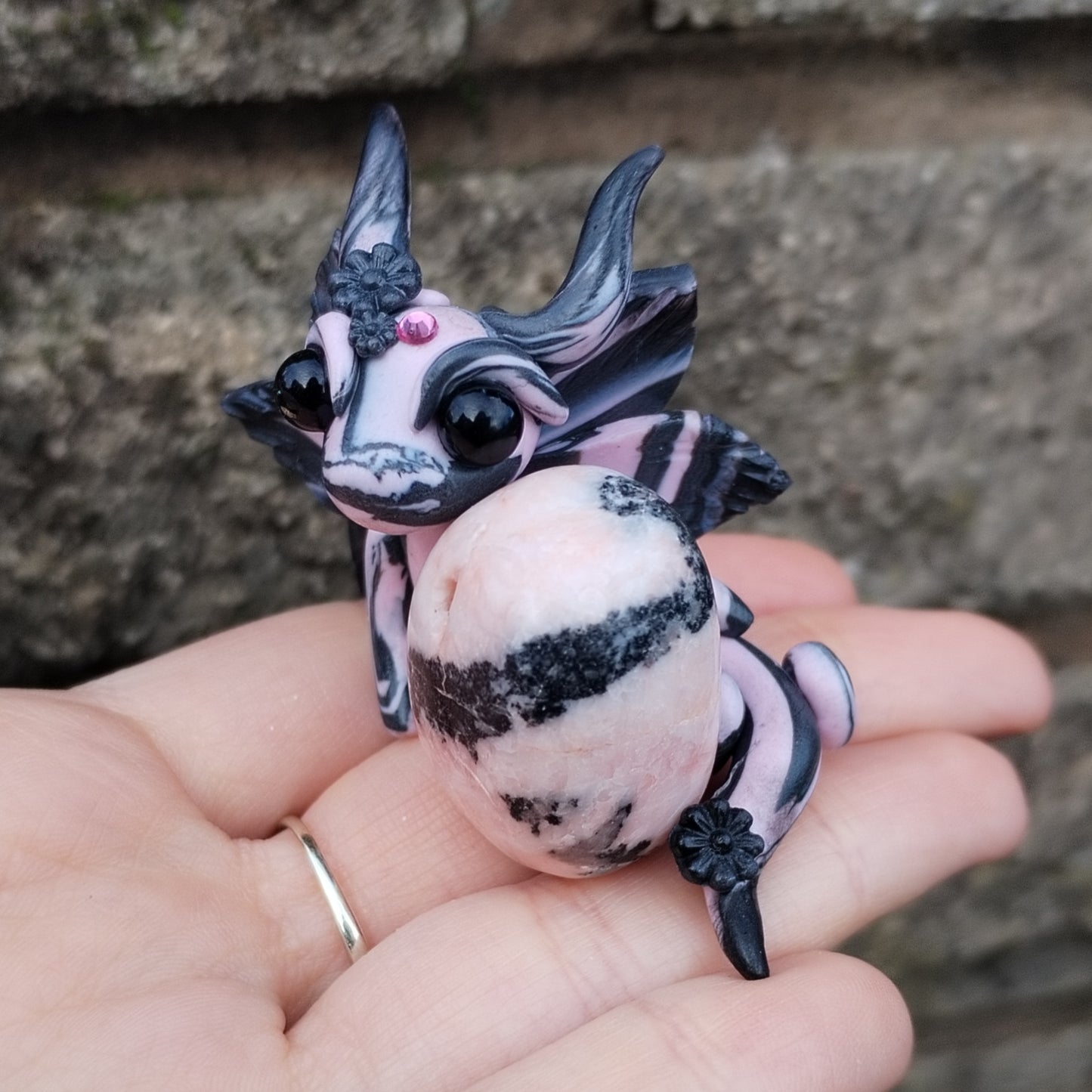 Pink Zebra Jasper Crystal Dragon