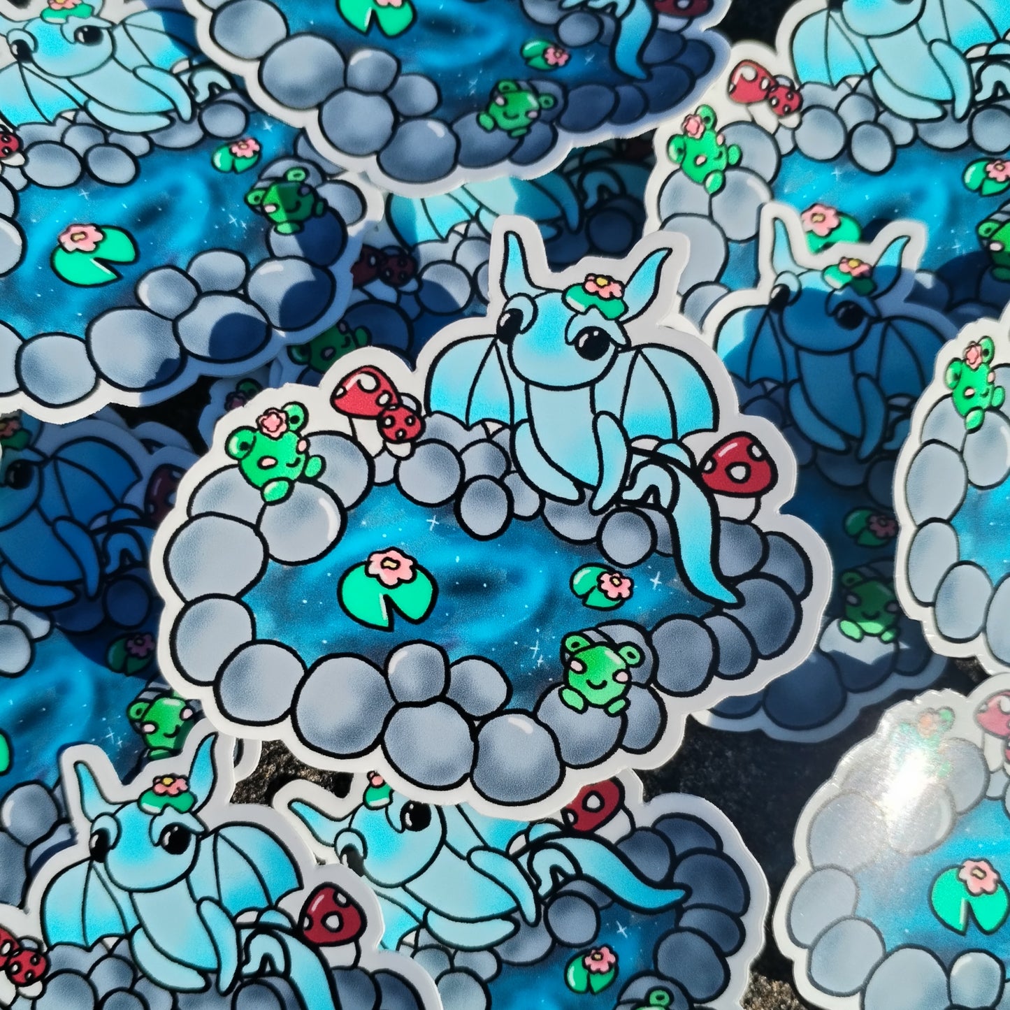 Blue Pond Mushroom Crystal Dragon Sticker