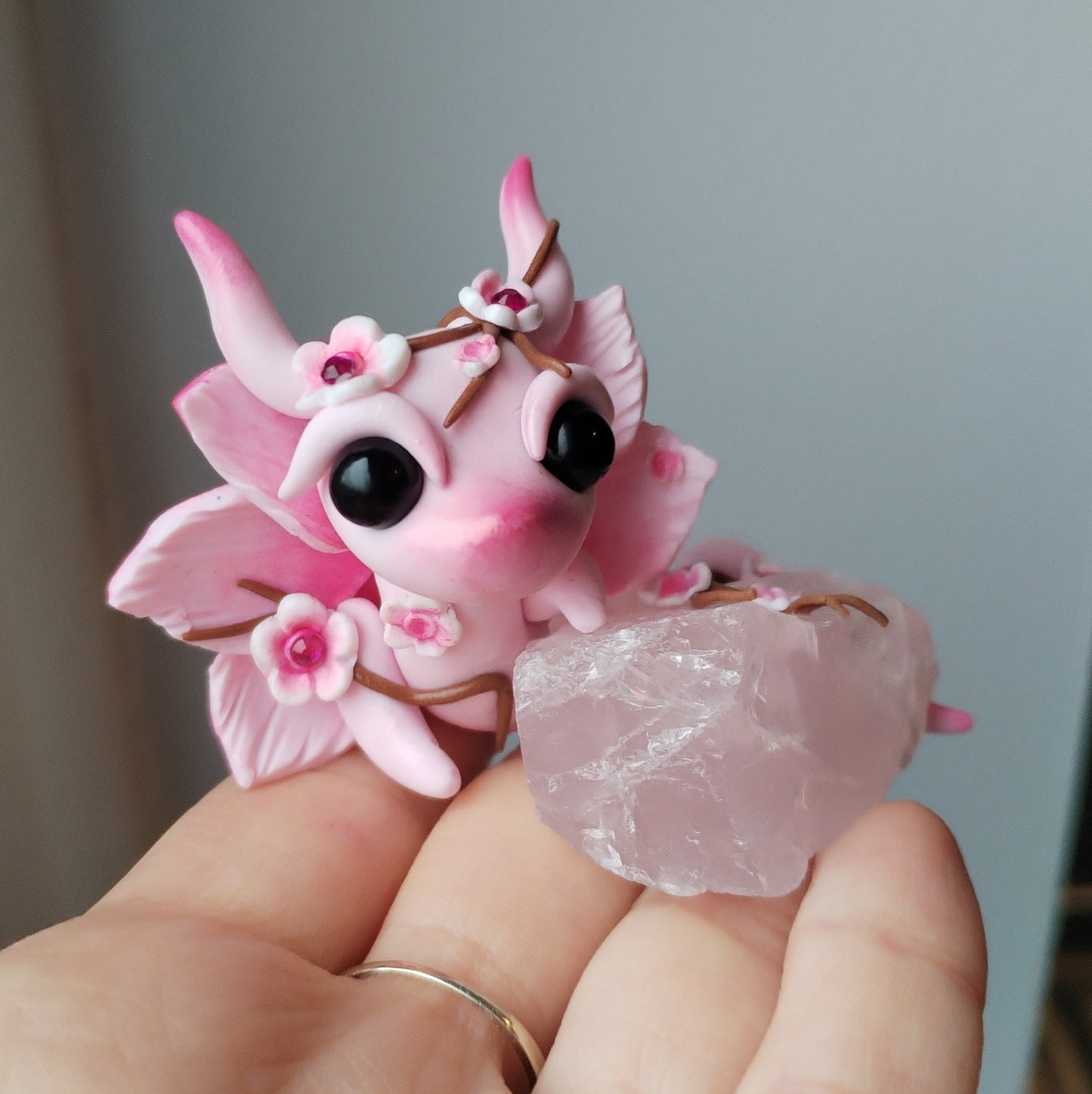Rose Quartz Crystal Dragon