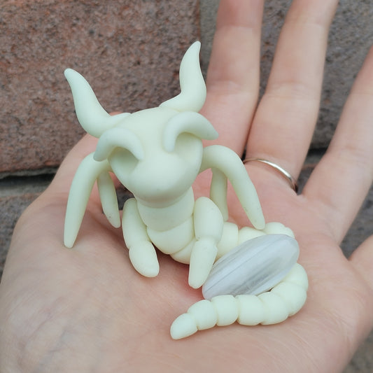 Glow-In-The-Dark Skeleton White Agate Crystal Dragon