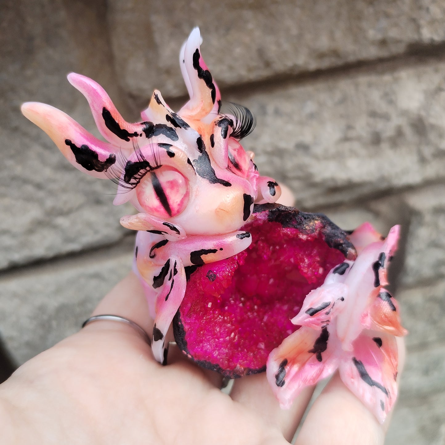 Pink Geode Crystal Dragon