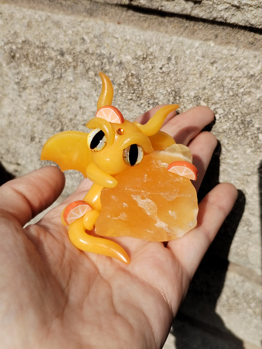 Orange Calicite Crystal Dragon