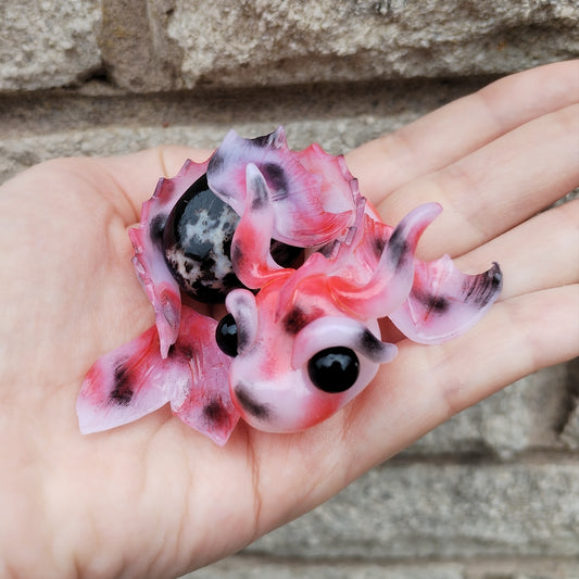 Koi Fish Themed Black Onyx Crystal Dragon