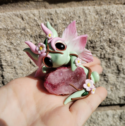 Pink Geode Crystal Dragon