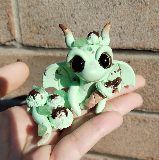 Mint Choc Ice Cream Themed Flourite Crystal Dragon