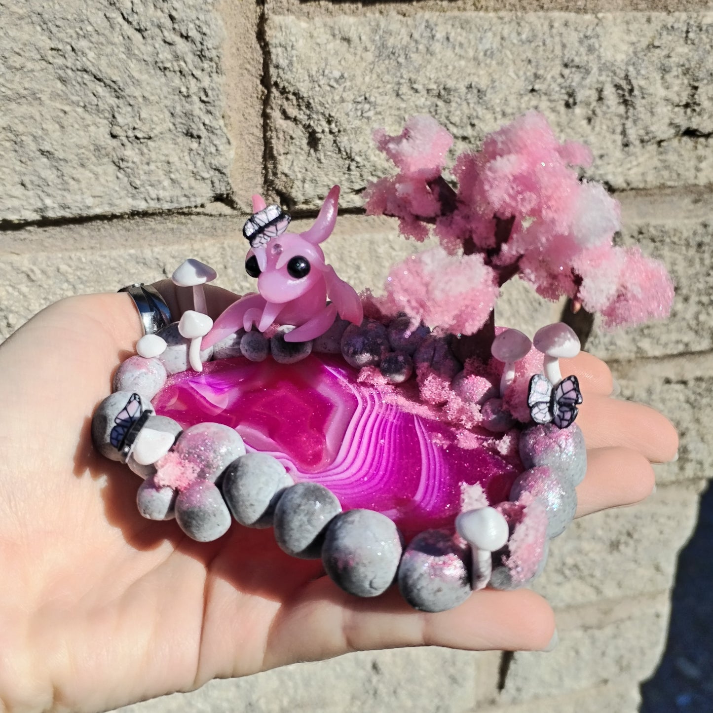 Sakura Themed Trinket Dish Crystal Dragon
