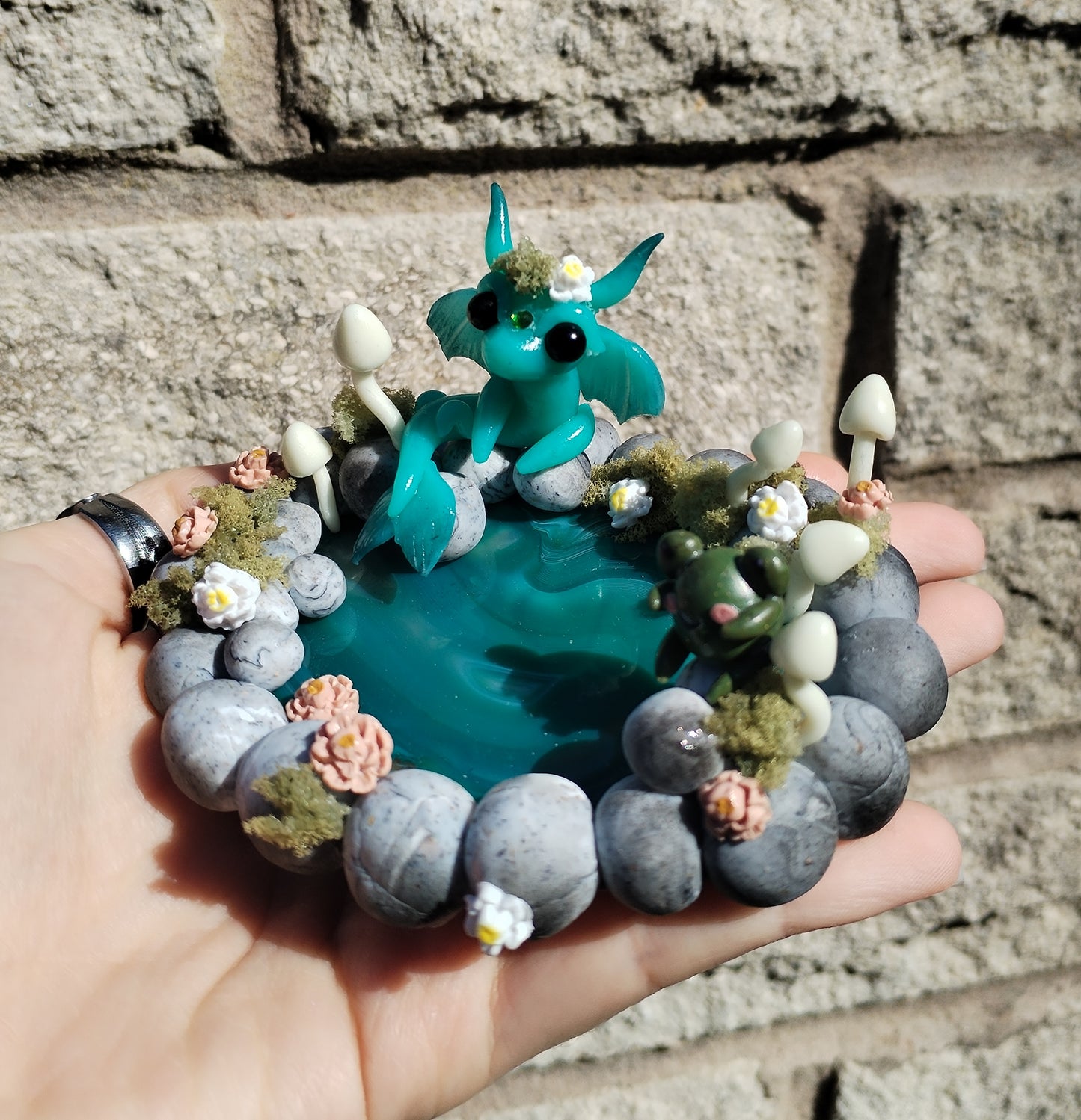 Fairy Pond Themed Trinket Dish Crystal Dragon