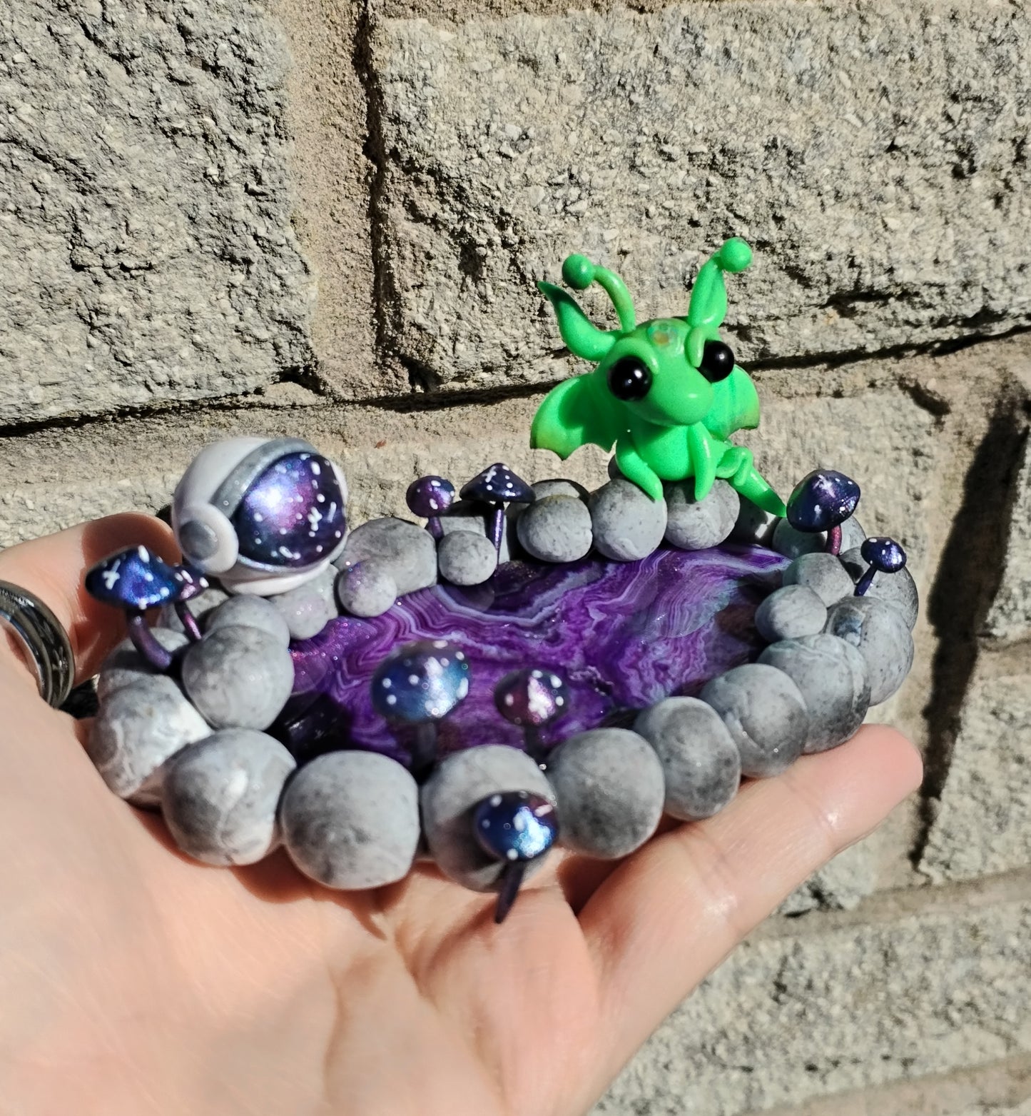 Space Themed Trinket Dish Crystal Dragon