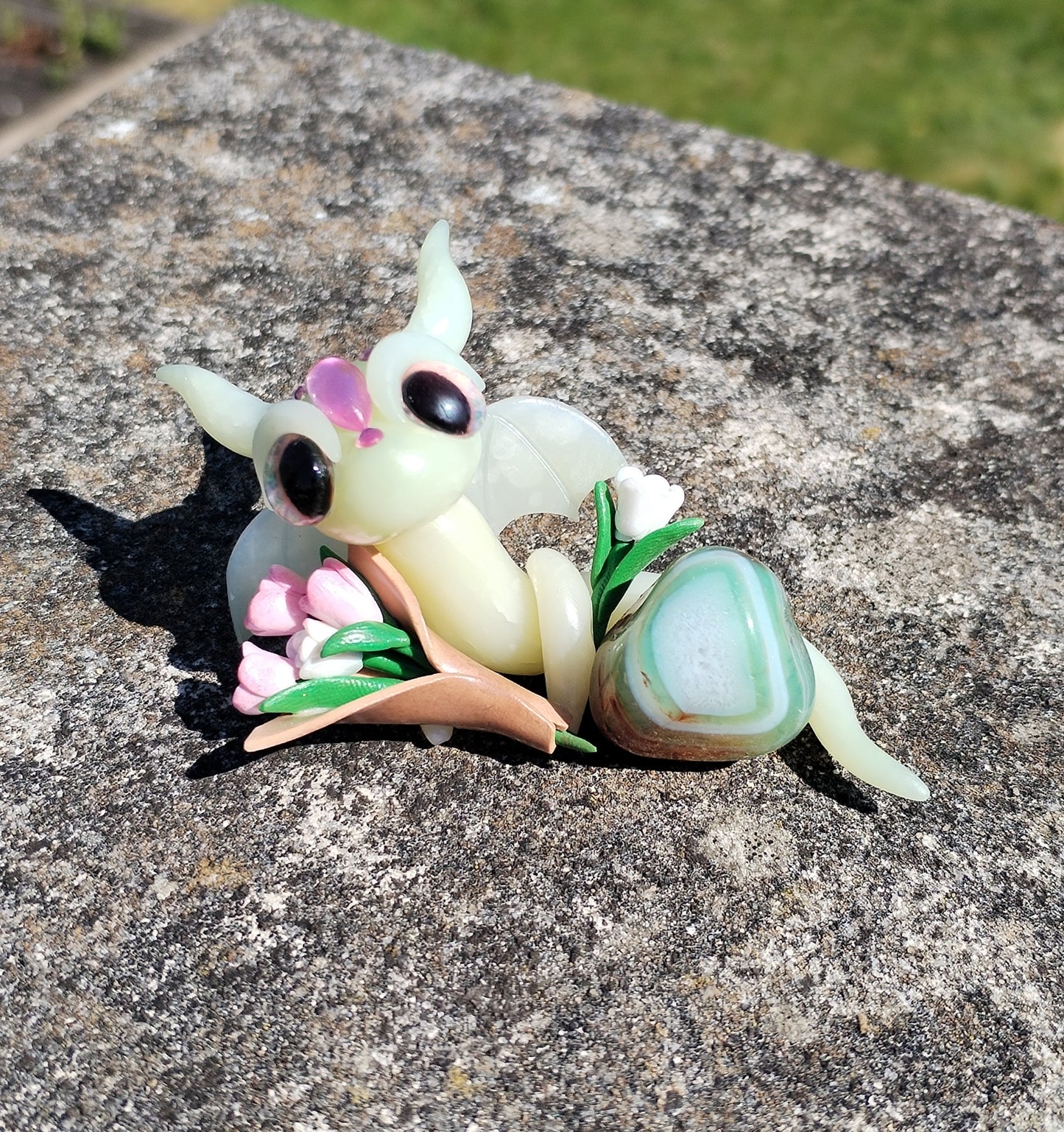 Green Banded Agate Crystal Dragon