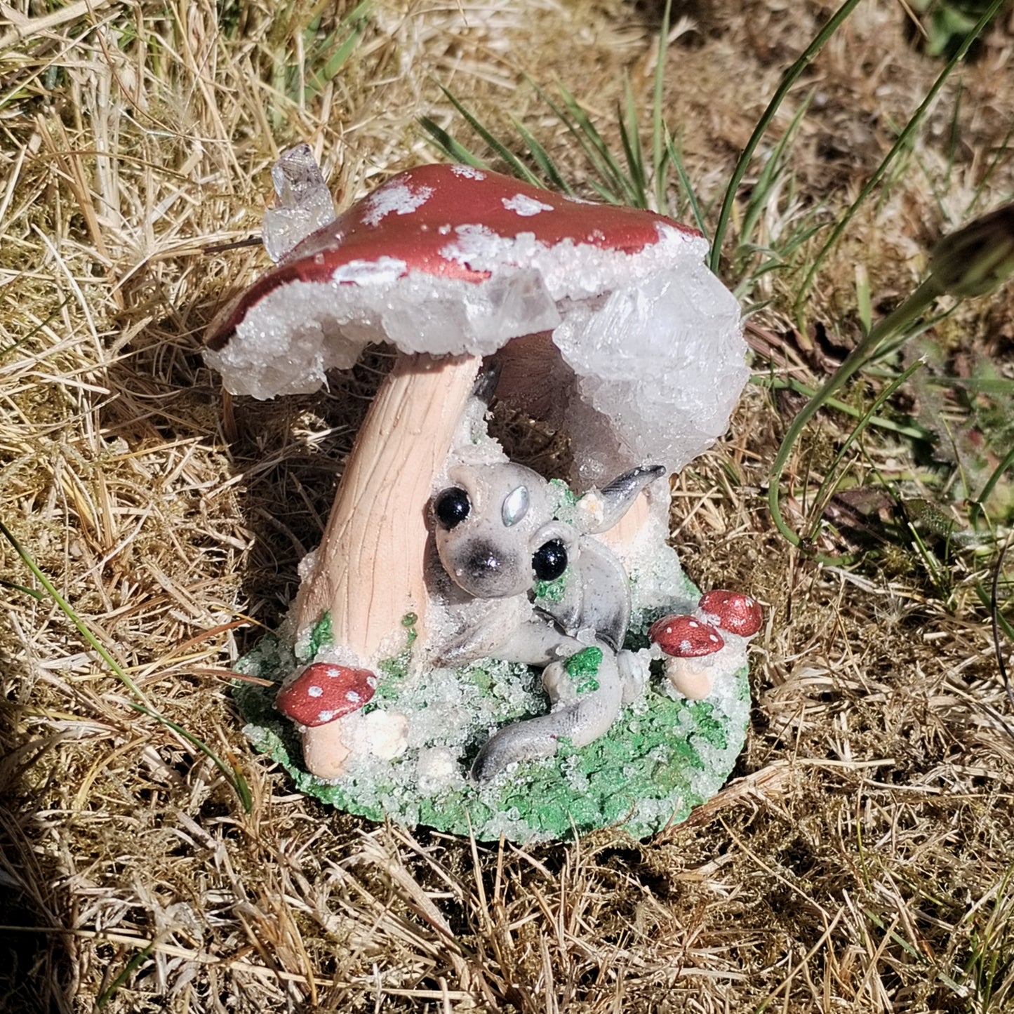 Crystallised Mushroom Dragon Sculpture