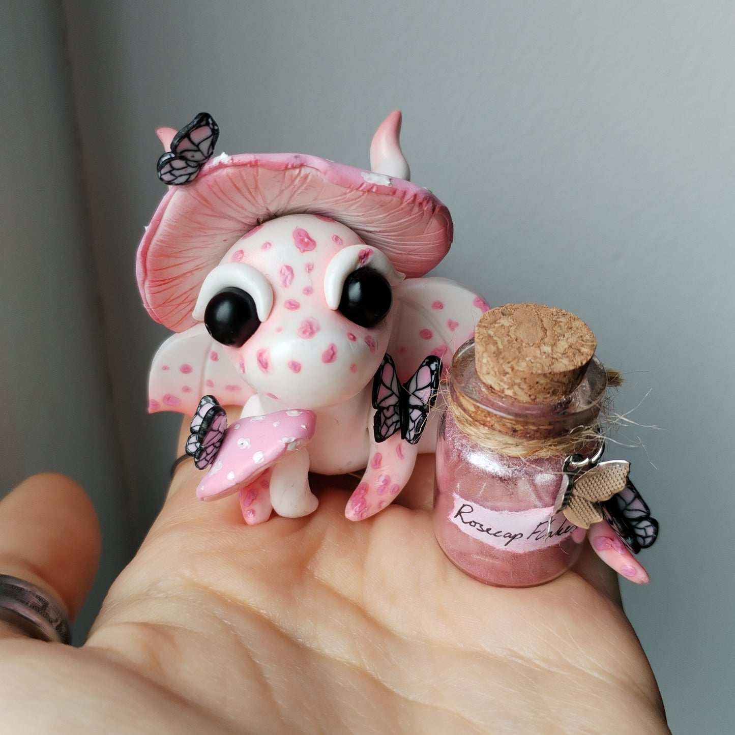 Peach Moonstone Mushroom Crystal Dragon