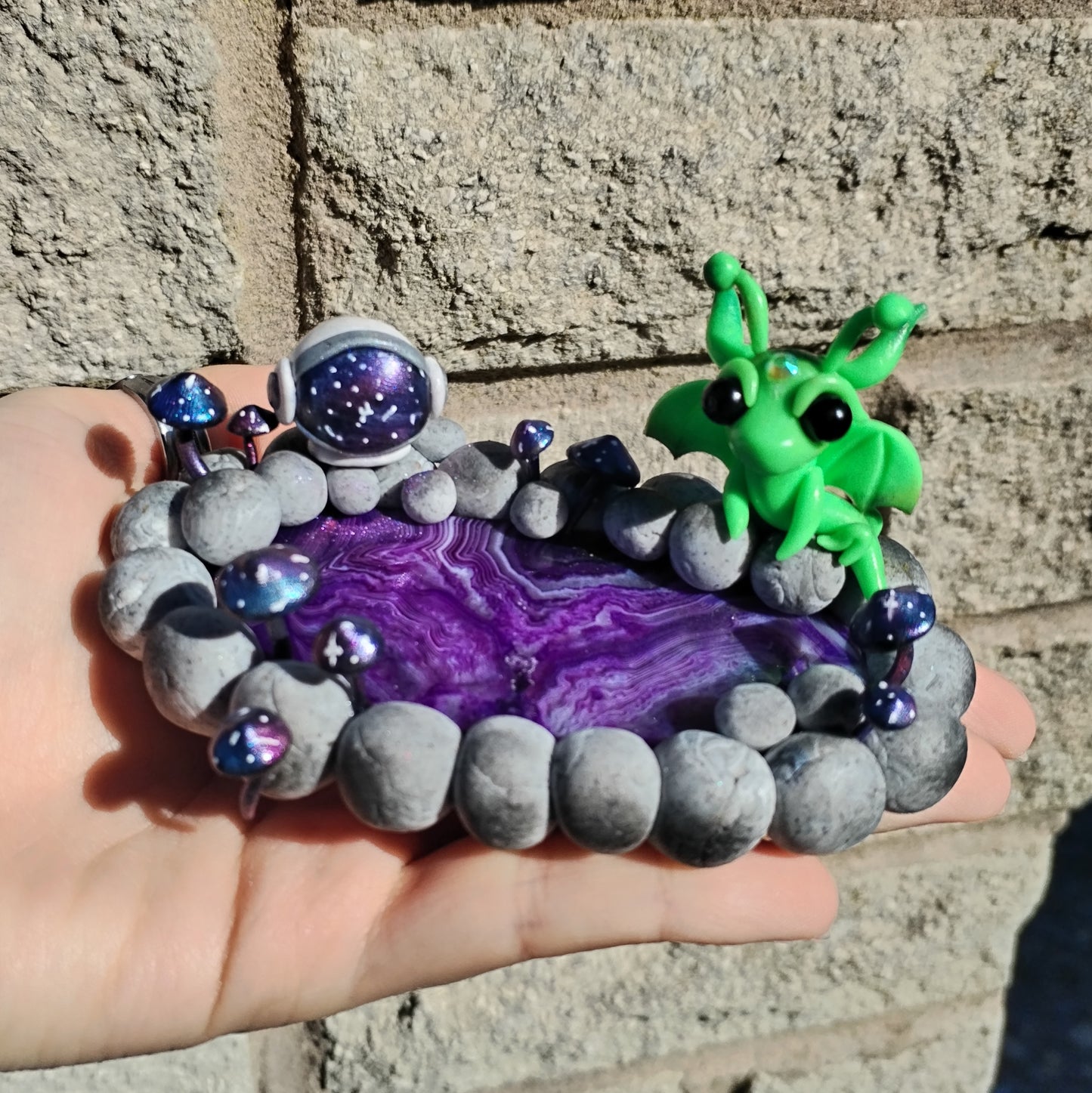 Space Themed Trinket Dish Crystal Dragon