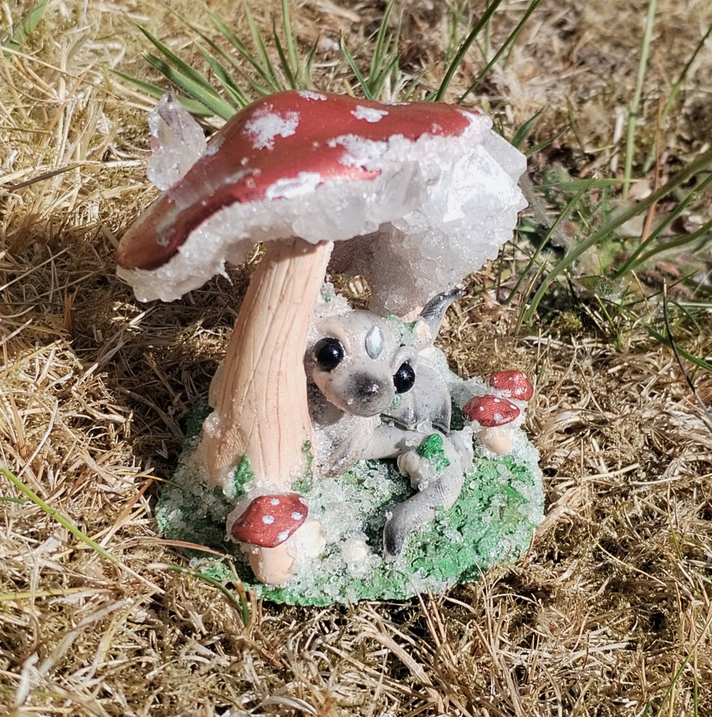 Crystallised Mushroom Dragon Sculpture