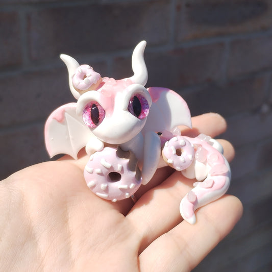 Donut Themed White Jade Crystal Dragon