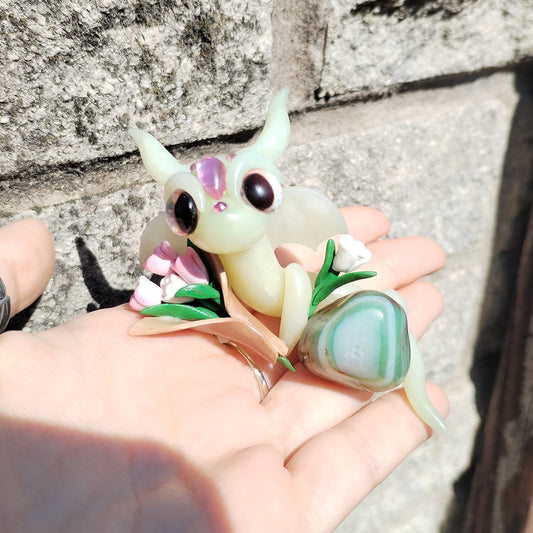 Green Banded Agate Crystal Dragon