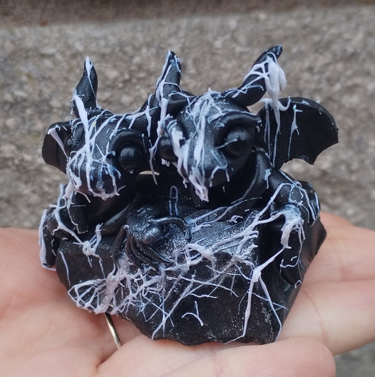 Obsidian Spiderweb Crystal Dragons