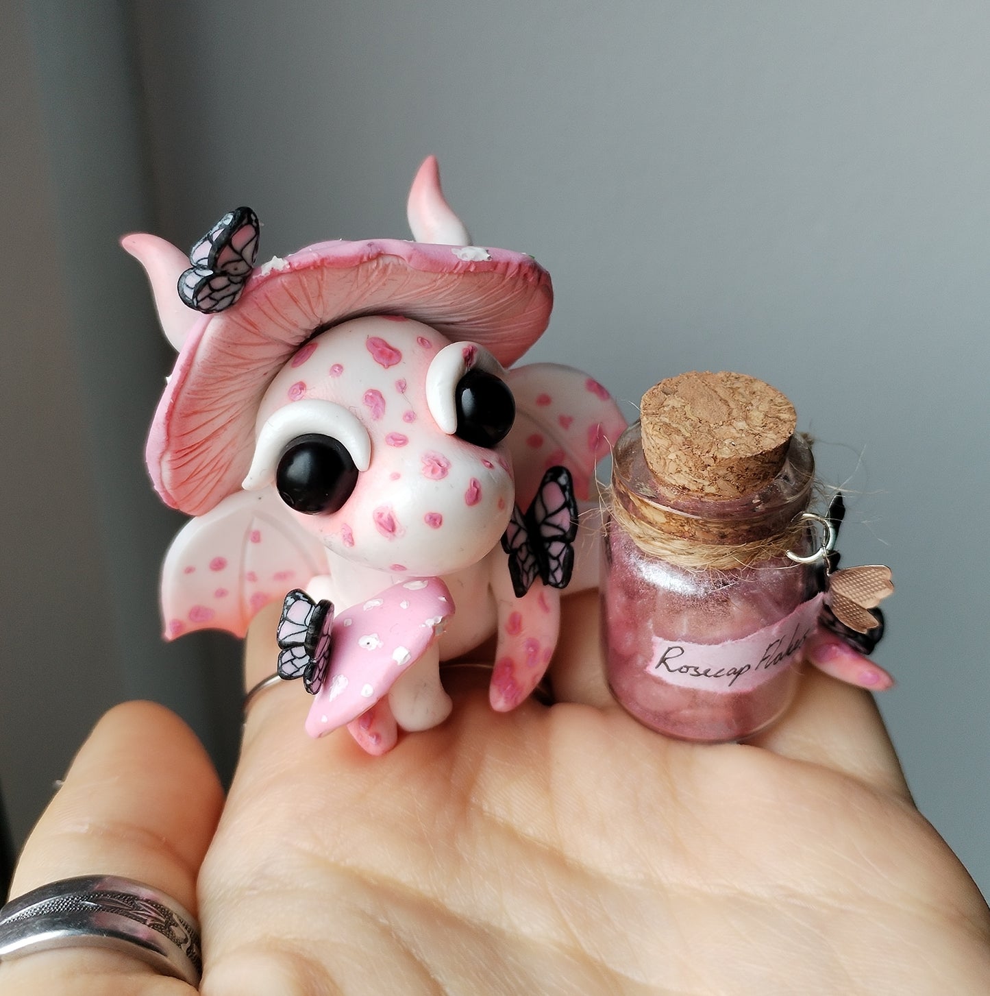 Peach Moonstone Mushroom Crystal Dragon