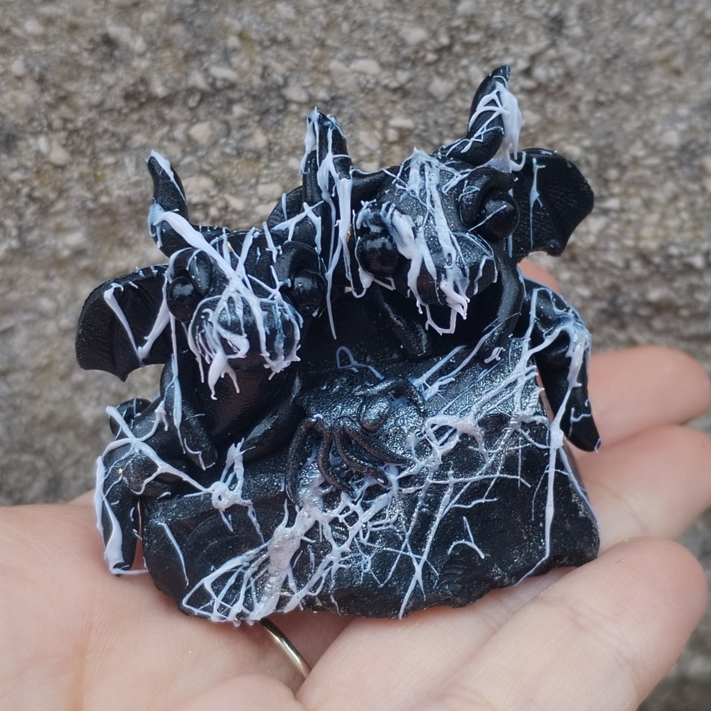 Obsidian Spiderweb Crystal Dragons