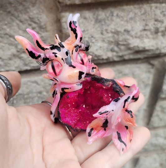 Pink Geode Crystal Dragon