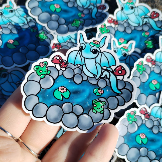 Blue Pond Mushroom Crystal Dragon Sticker