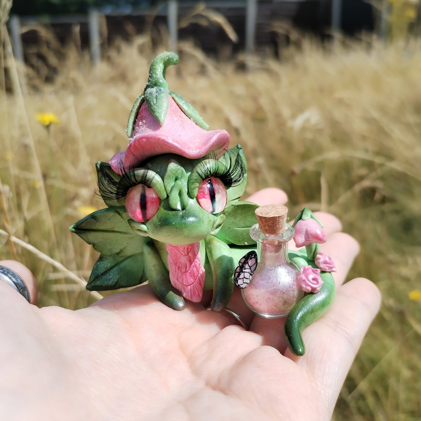 Pink Flower Crystal Dragon