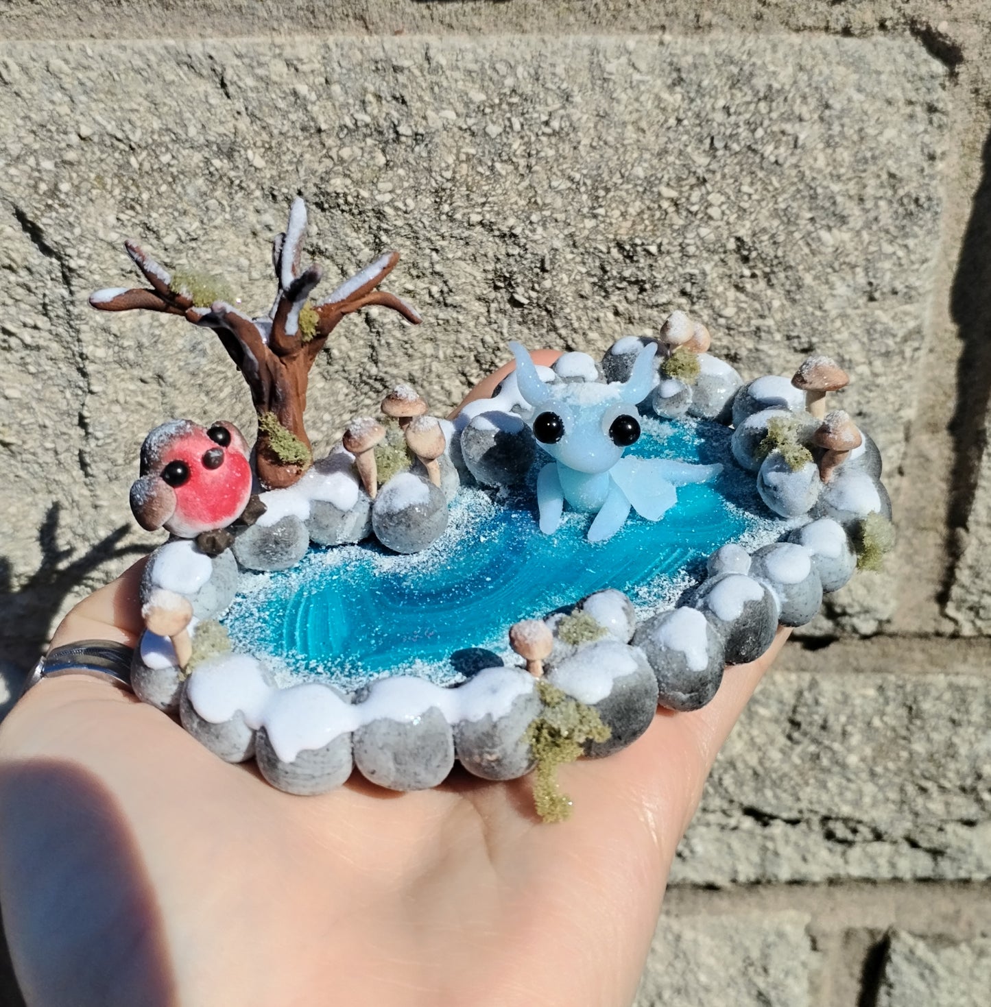 Winter Themed Trinket Dish Crystal Dragon
