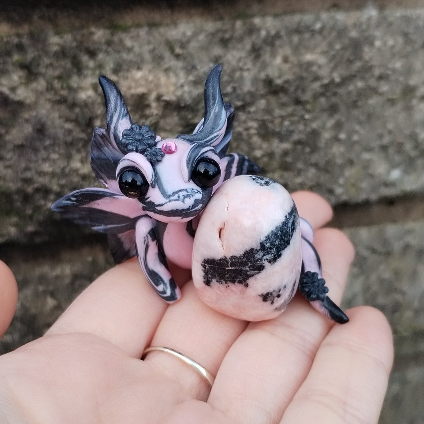 Pink Zebra Jasper Crystal Dragon