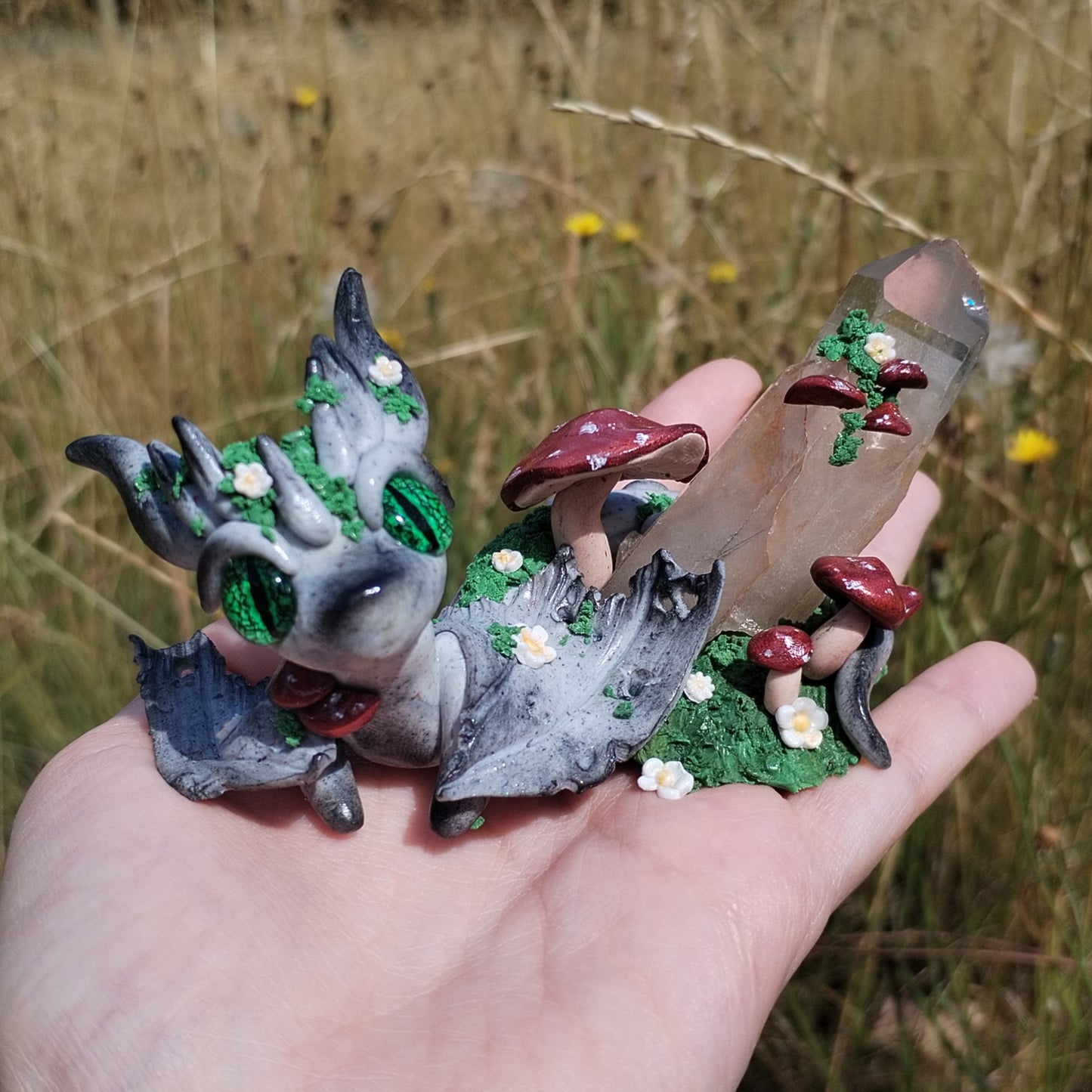 AUCTION - Quartz Woodland Themed Crystal Dragon