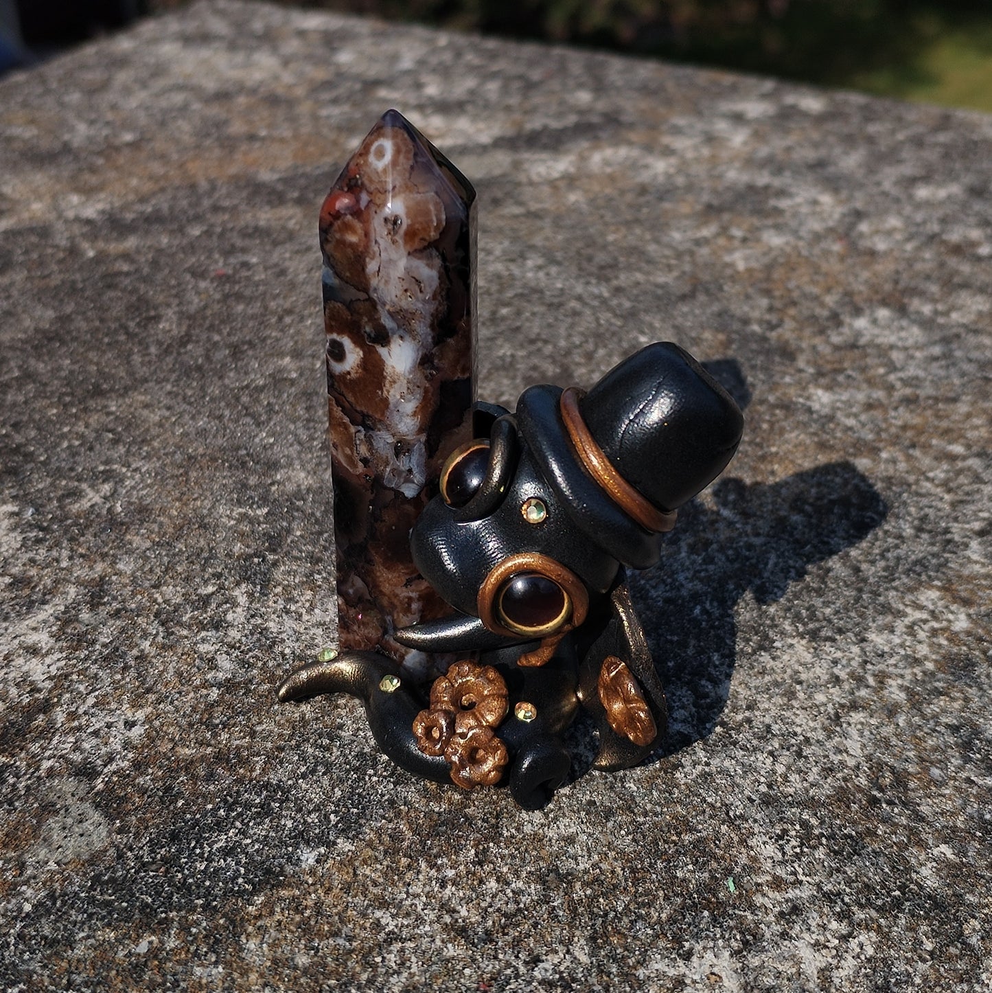Steampunk Themed Flower Agate Crystal Dragon
