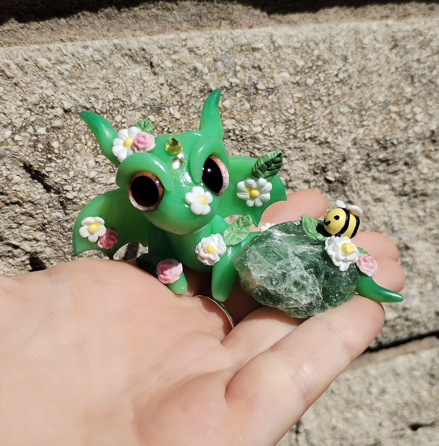 Spring Themed Flourite Crystal Dragon