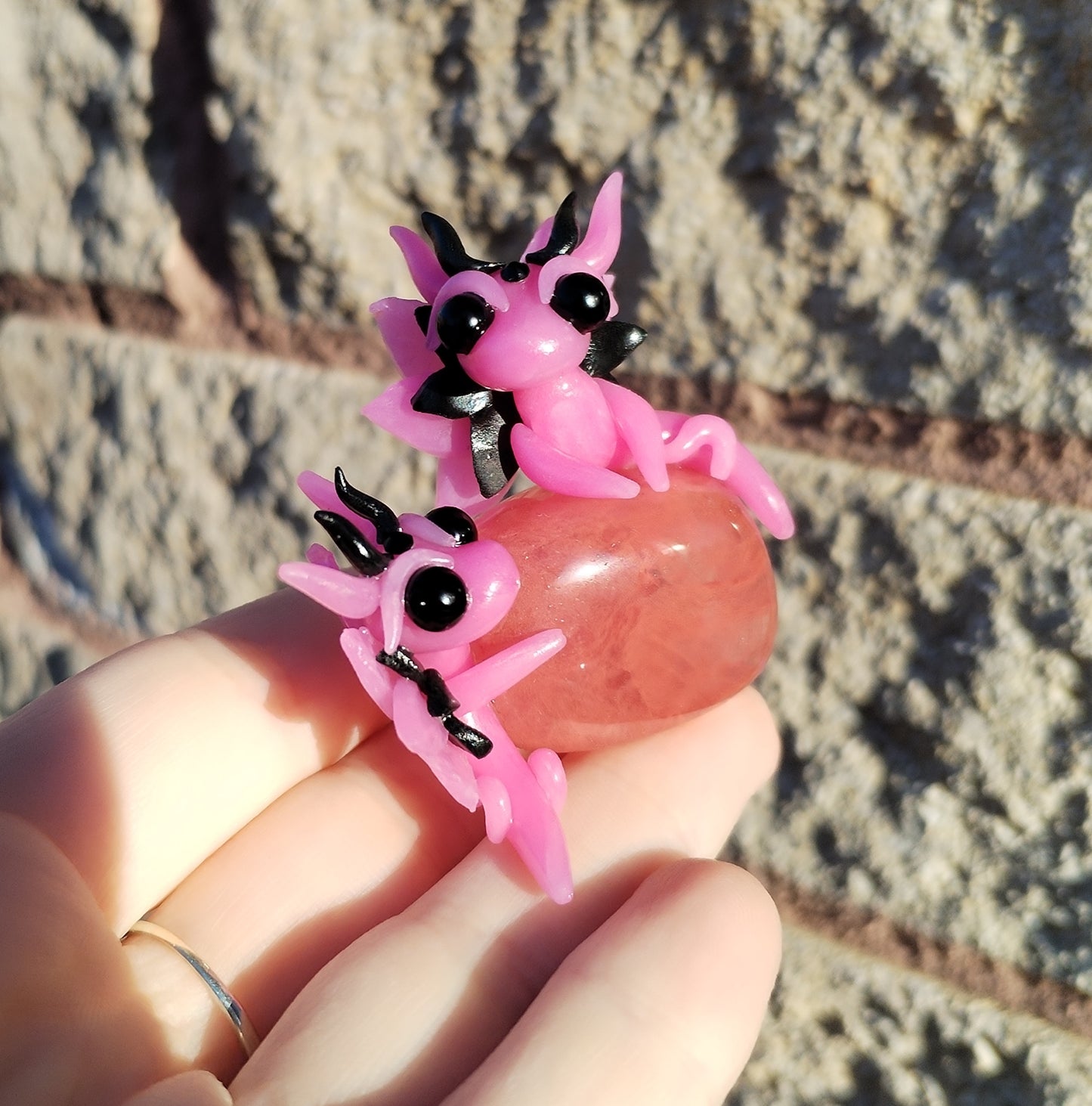 Cherry Quartz Crystal Dragons