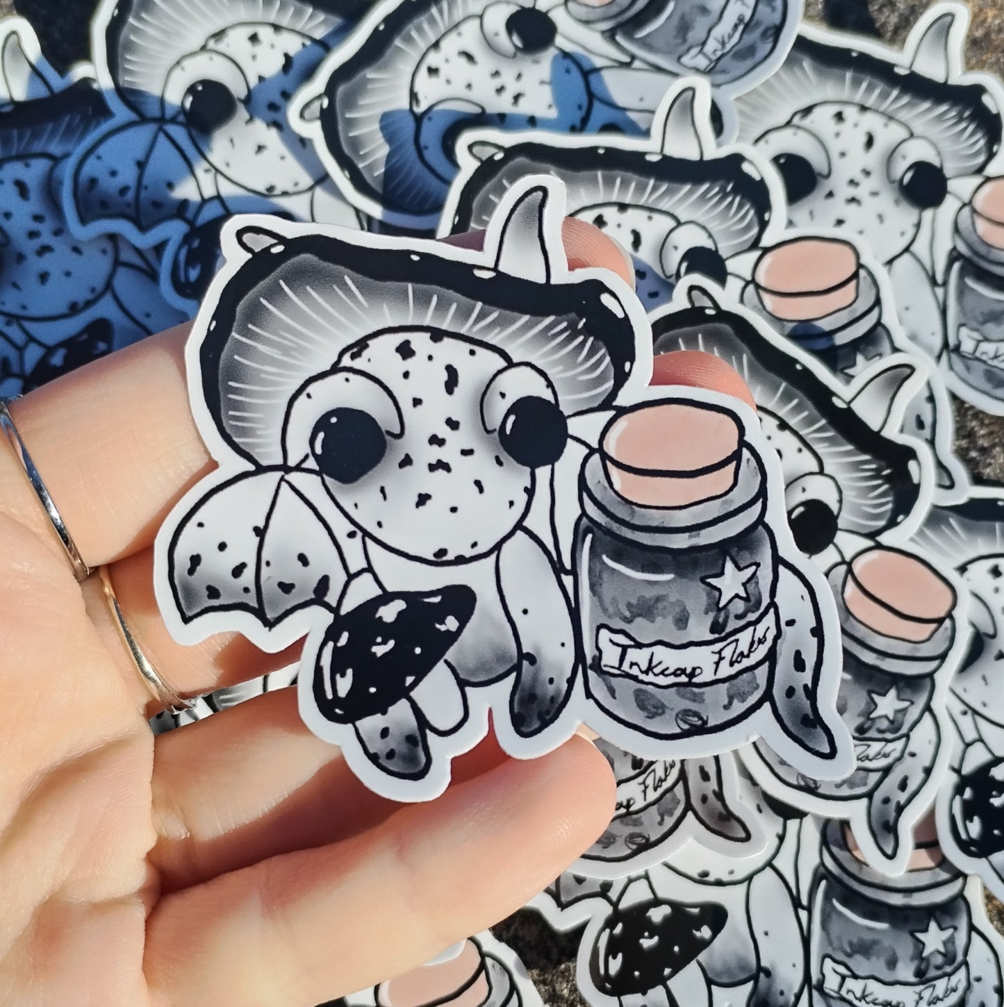 Inkcap Mushroom Crystal Dragon Sticker