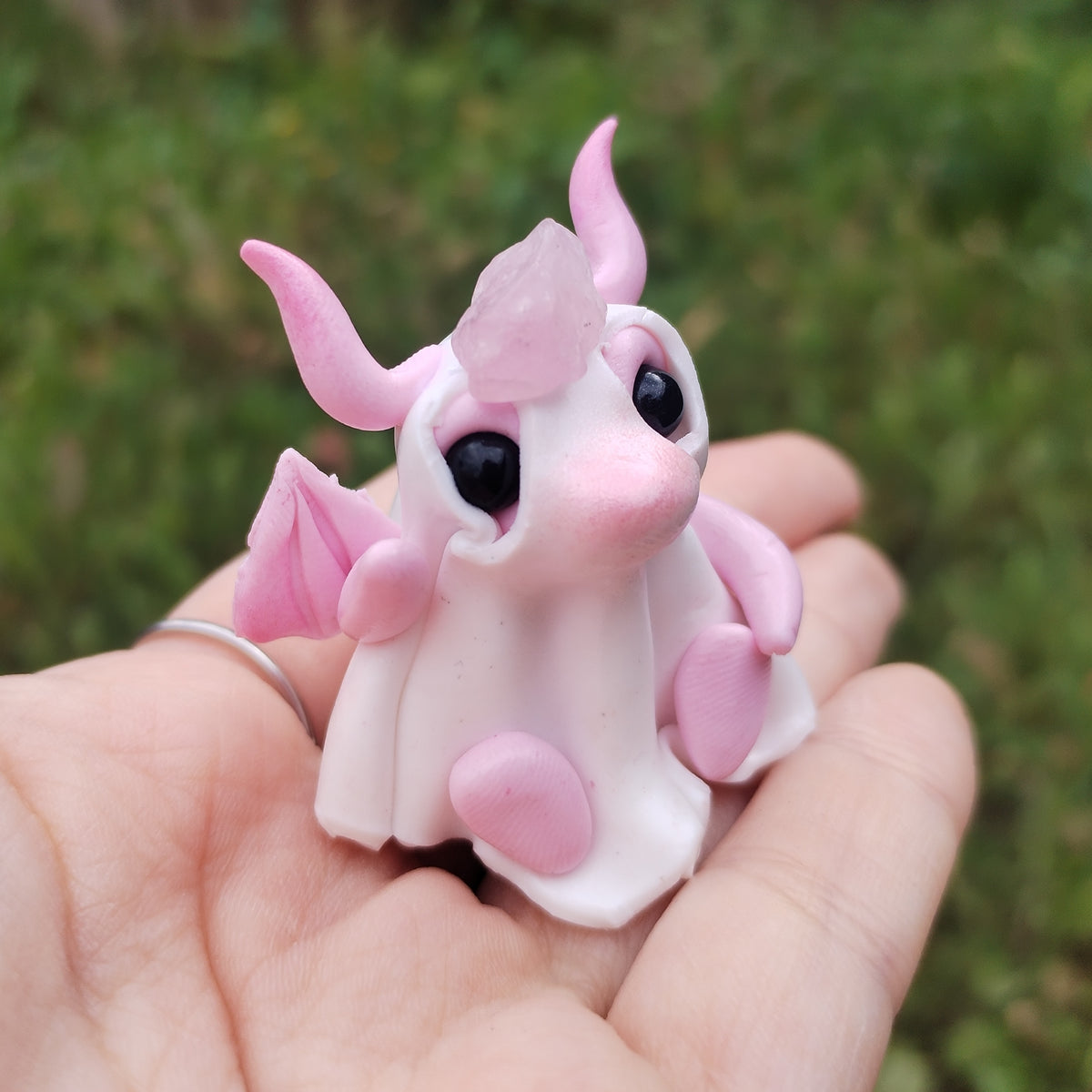 Rose Quartz Ghost Crystal Dragon