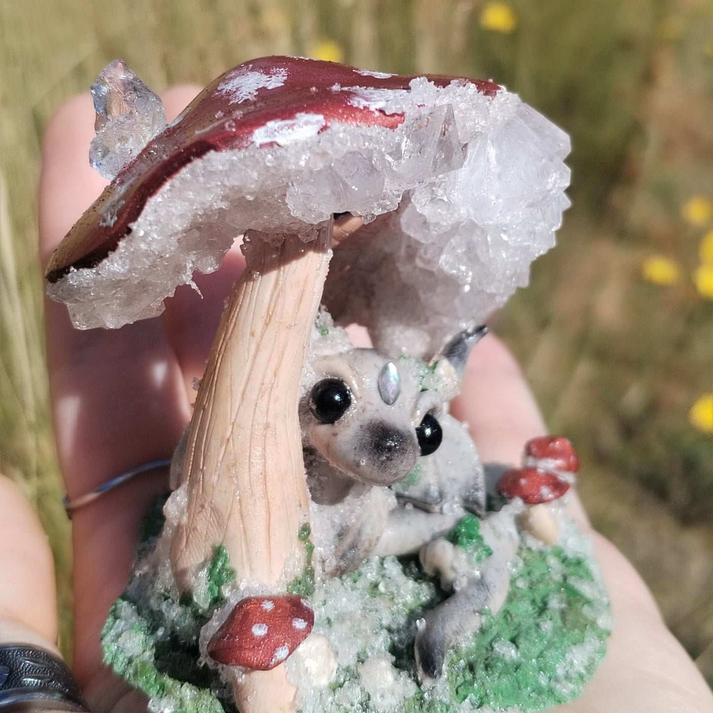 Crystallised Mushroom Dragon Sculpture