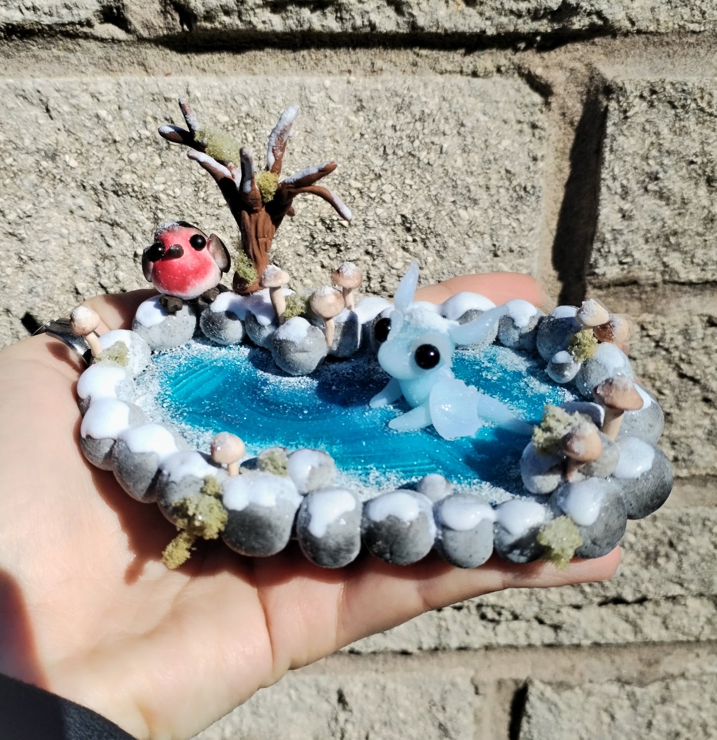 Winter Themed Trinket Dish Crystal Dragon