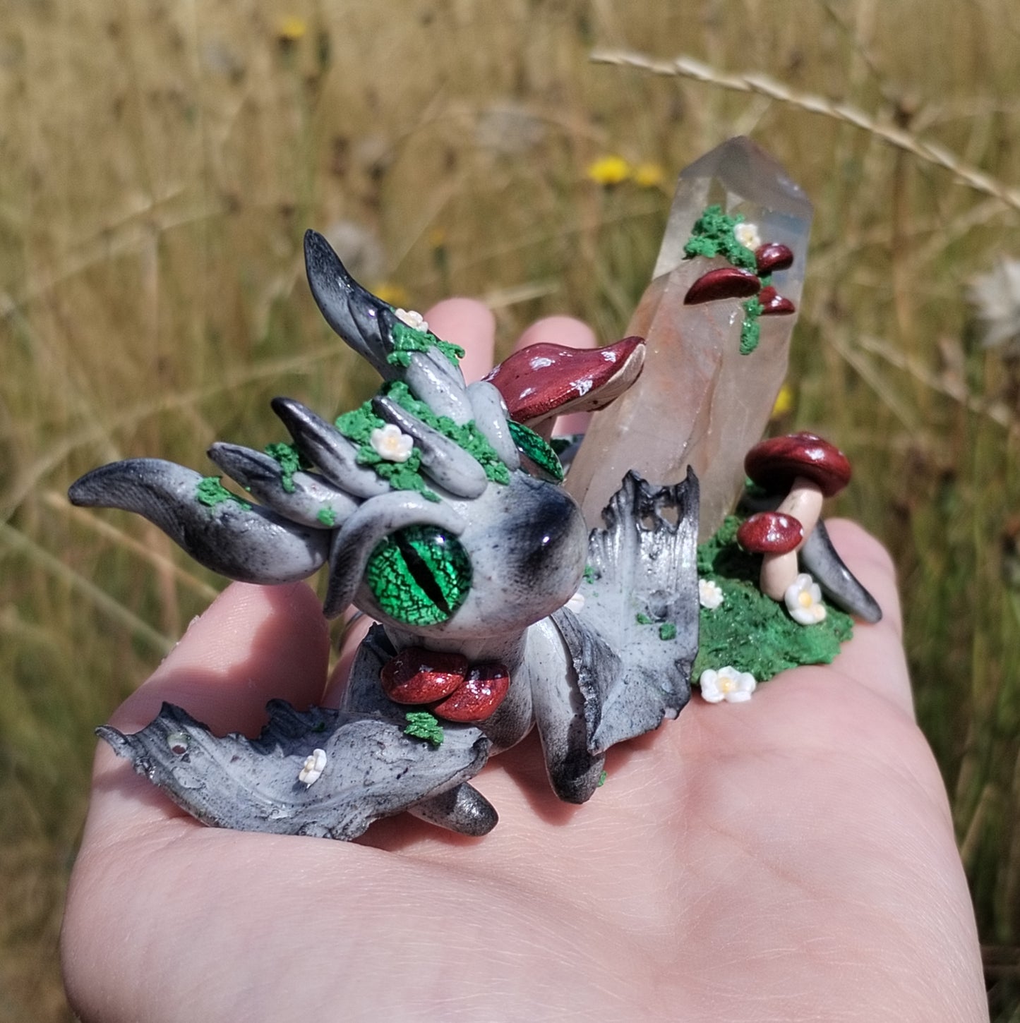 AUCTION - Quartz Woodland Themed Crystal Dragon