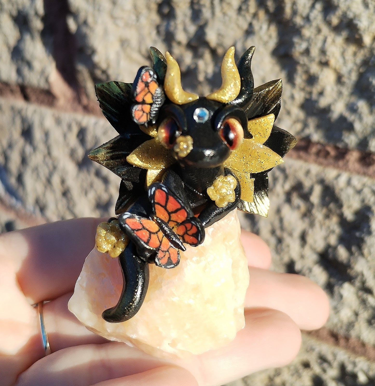 Orange Calicite Crystal Dragon