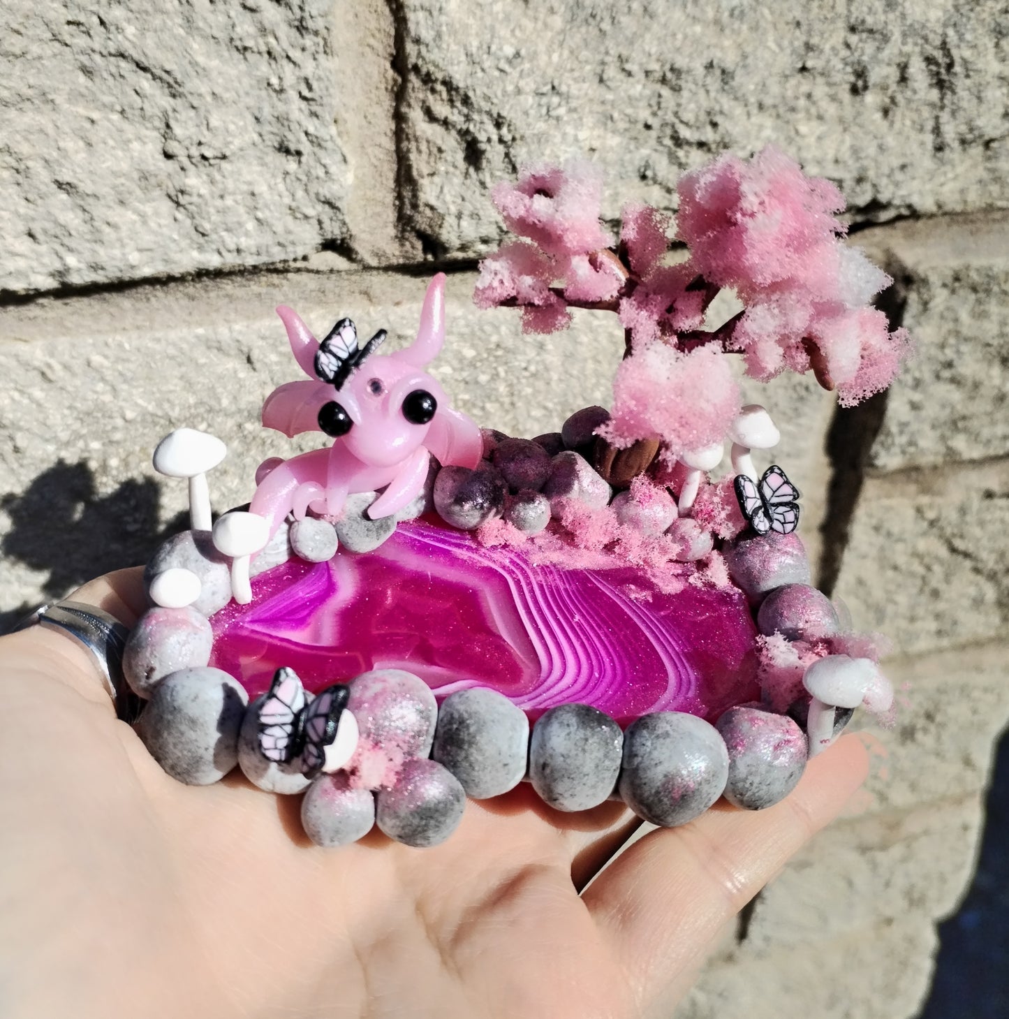 Sakura Themed Trinket Dish Crystal Dragon