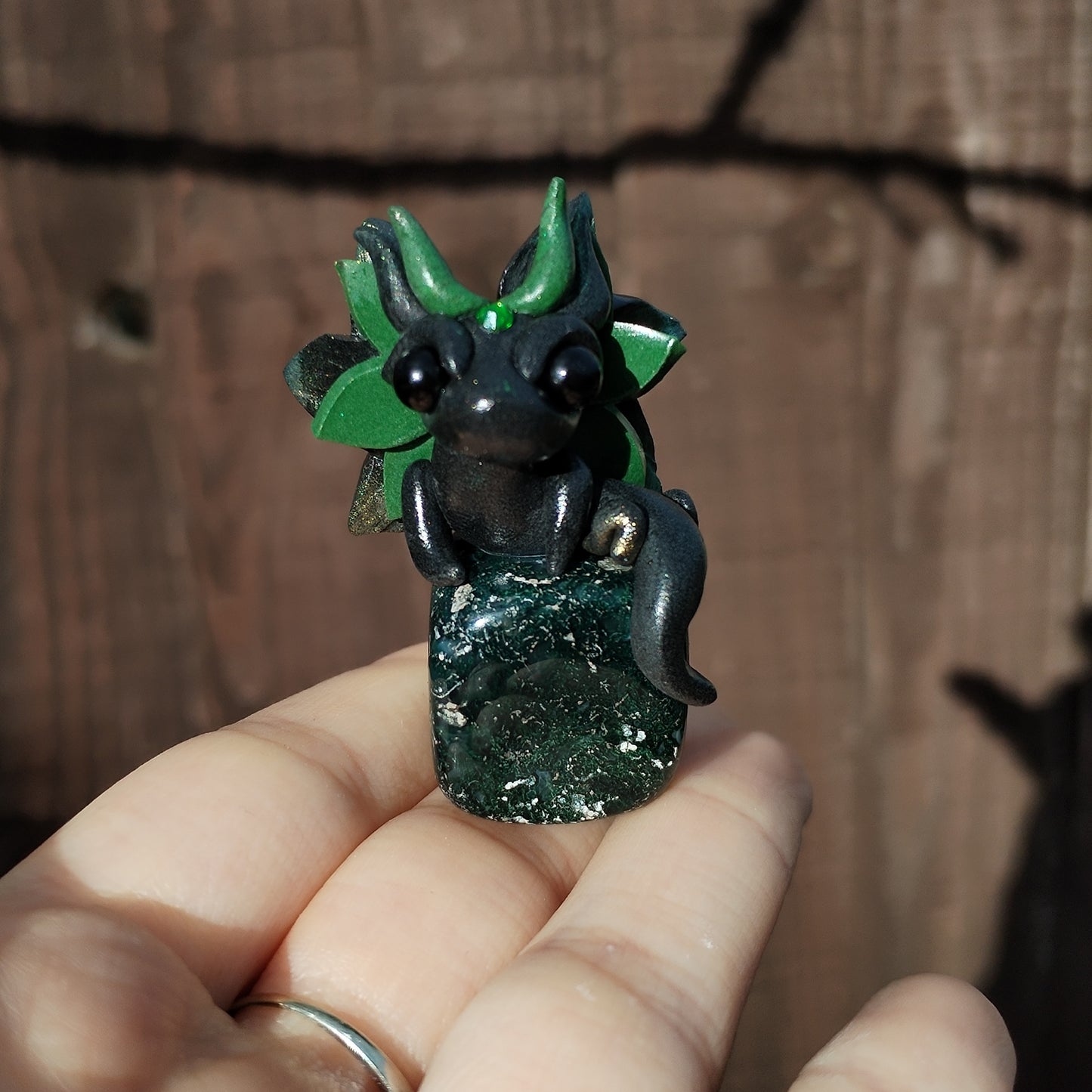 Moss Agate Crystal Dragon