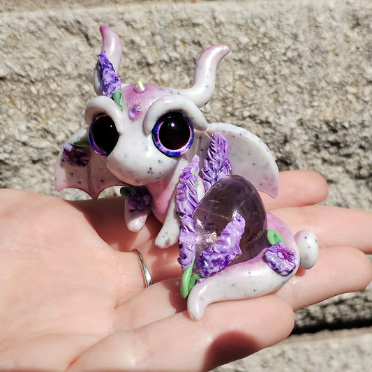 Lavender Themed Amethyst Crystal Dragon