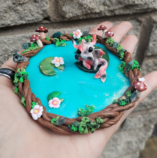 Mushroom Pond Trinket Dish Crystal Dragon