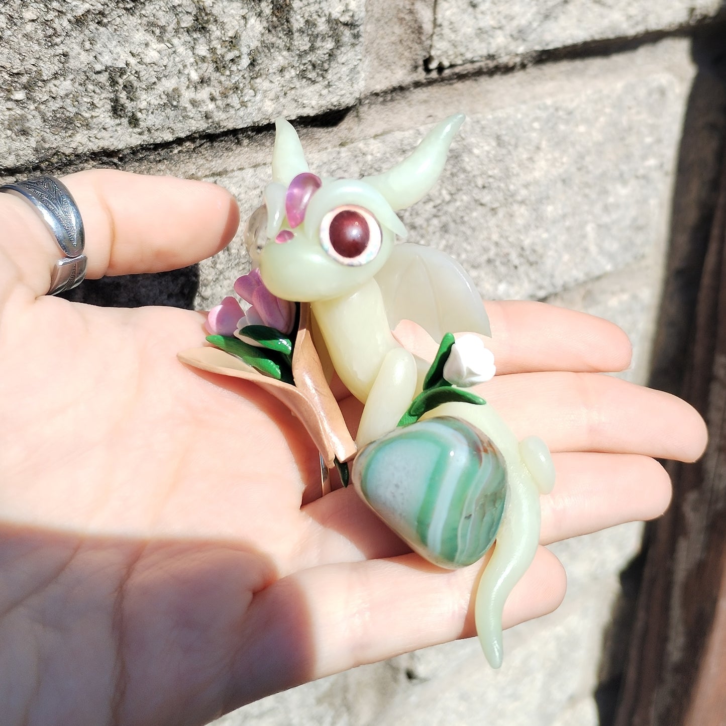 Green Banded Agate Crystal Dragon