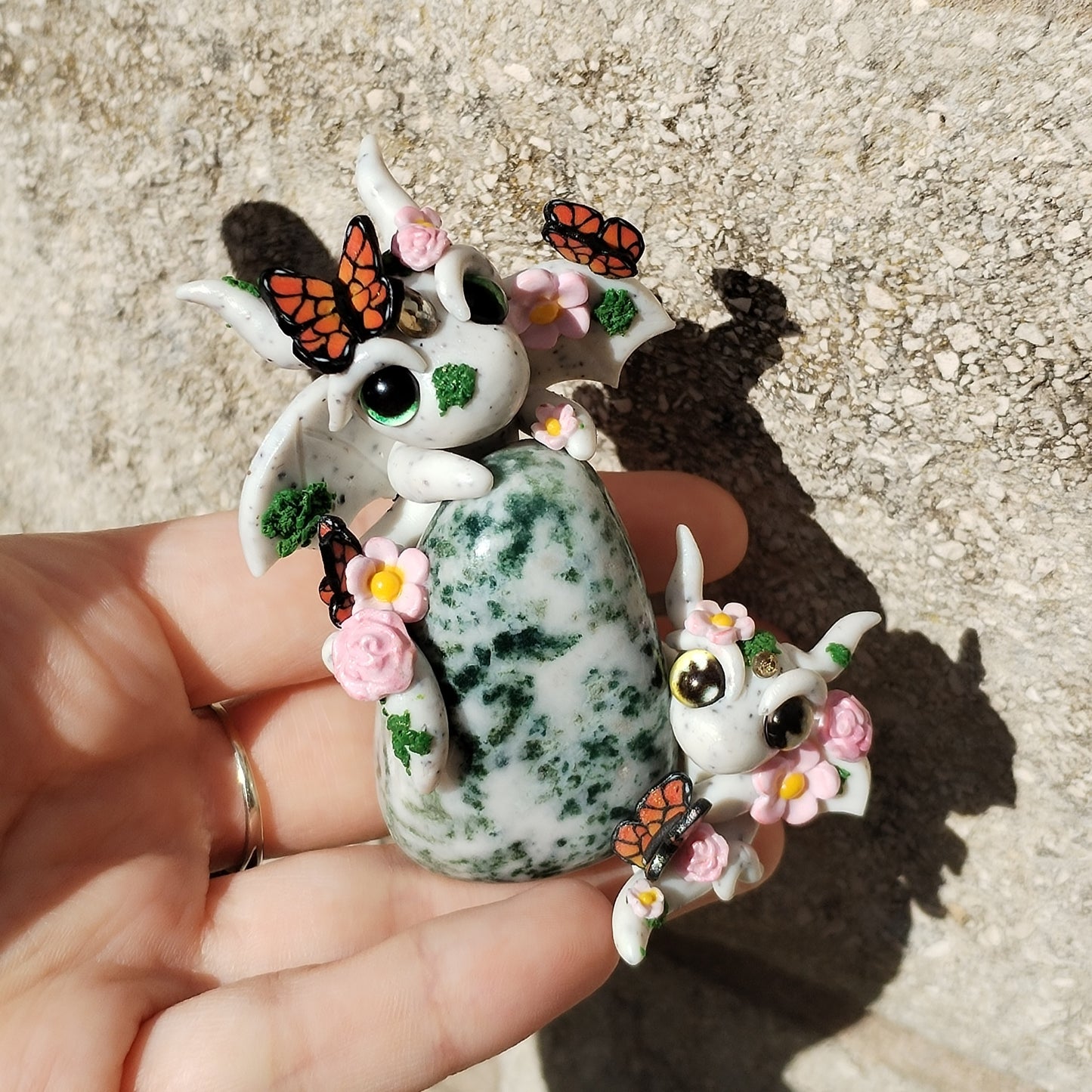 Moss Agate Crystal Dragons